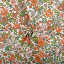 F214- Camellia Orange, cooper Brown Floral fabric