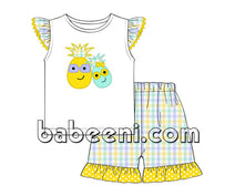 Nice pineapple appliqued girl set for Spring-summer - DR 2596