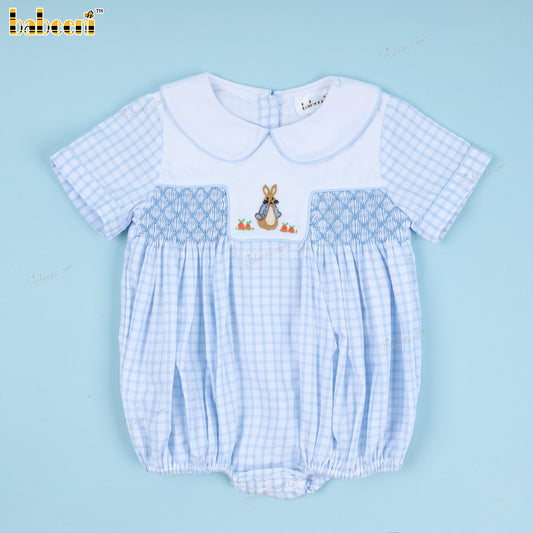 Boy Bubble Rabbit Embroidered On Hand Smocked Pattern - BC1179