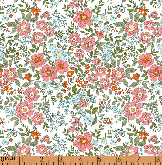 PP03- Coral, blue floral printing 4.0