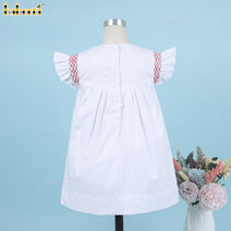 Girl Geometric Flowers Hand Embroidered Dress In White - DR3812