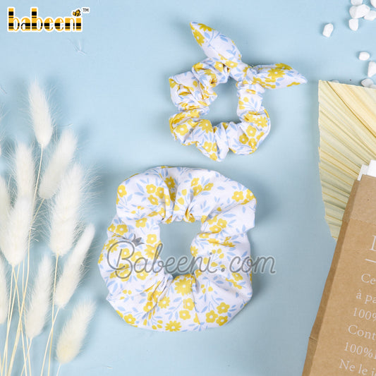 Yellow flower printed hair accessories for little girls – HB 121