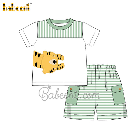 Nice Tiger applique boy set clothing  – BC 1066