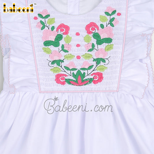 Flower embroidery baby white dress - DR 3411