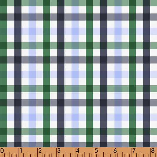 M78 - dark green, navy and blue plaid fabric