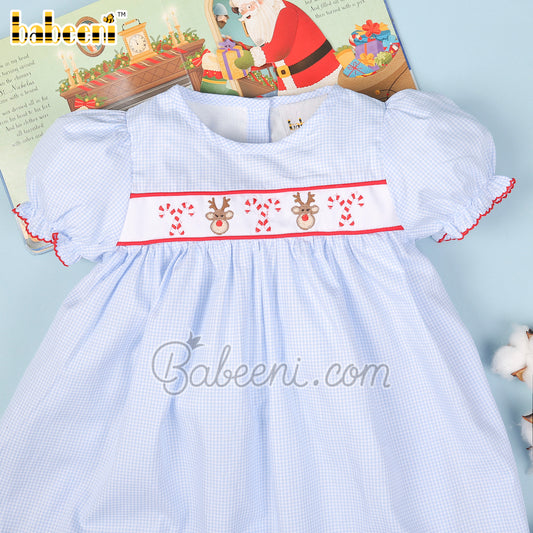 Reindeer & candy smocked dress  – DR 3492