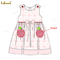 Girl Dress In Pink With Apple Pocket - DR3940