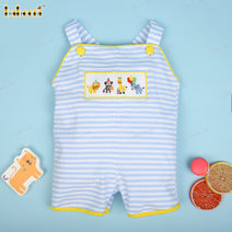 Animal Hand-smocked Shortalls For Boy - BC1093