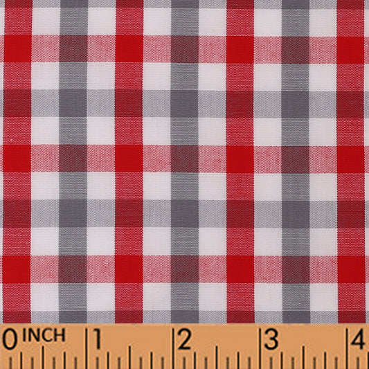 M75- Red, Gray and white plaid fabric