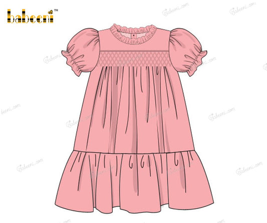 Honeycomb Smocking Dress In Pink For Girl - DR3586