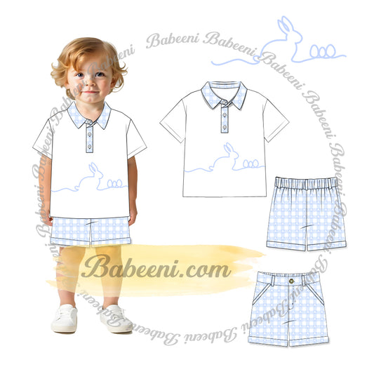 Boy’s Holiday Polo Shirt & Plaid Shorts Set – BC1350