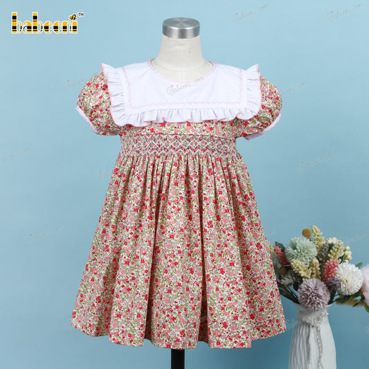 Geometric Dress With Hand Embroidery Rose For Girl - DR3596