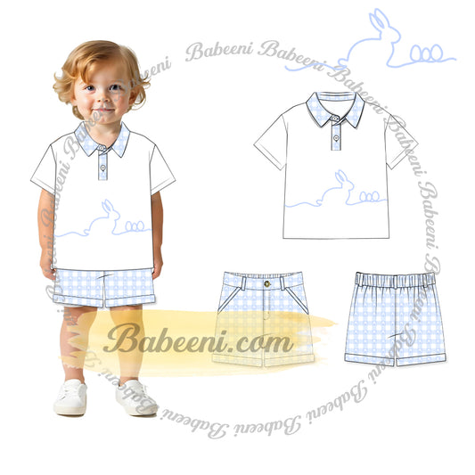 Boy’s Holiday Polo Shirt & Plaid Shorts Set – BC1350