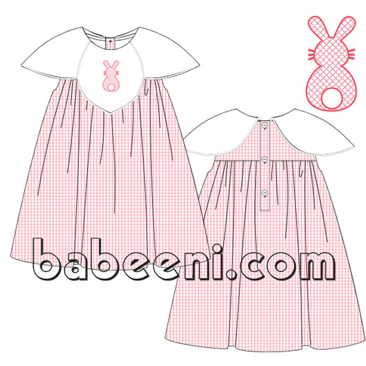 Pretty gingham net embroidery tulip dress - DR 2601