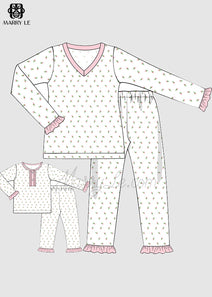 ROSES PRINT MOM AND GIRL MACHING PAJAMAS SET - MD192