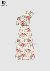 WOMEN BIG PEONY CUSTOM DRESS - MD211