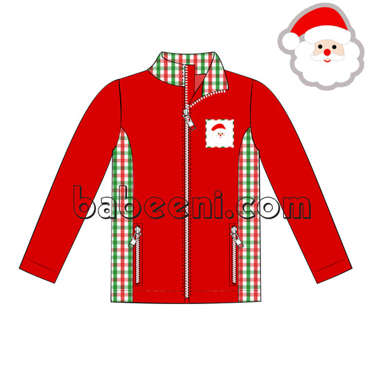 Lovely Christmas red smocked coat with plaid fabric – PO 01