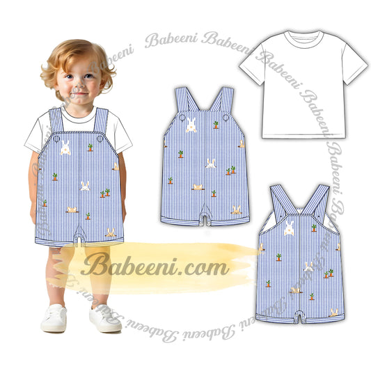 Boy’s Pinstripe Shortall & T-shirt Set – BC1352