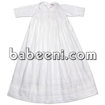 White geometric smocked Christening Gown - CG 02