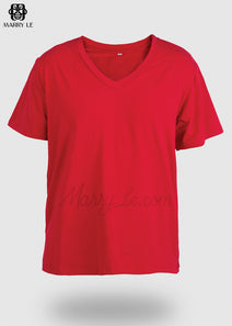 V-NECK SHORT SLEEVES RED T-SHIRT - MD415