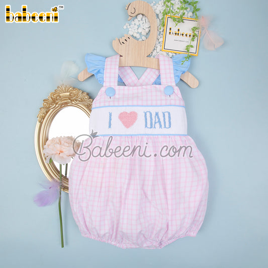 I love Dad's hand smocked bubble For Girl - DR3541