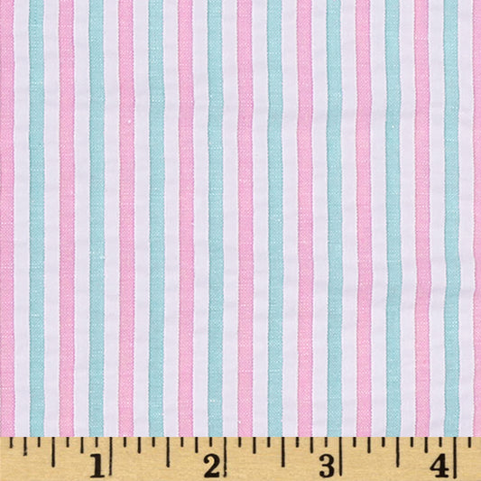 XM13.0 - Pink and mint medium stripe seersucker