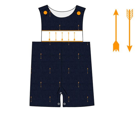 Y34 - Gold arrow on denim fabric