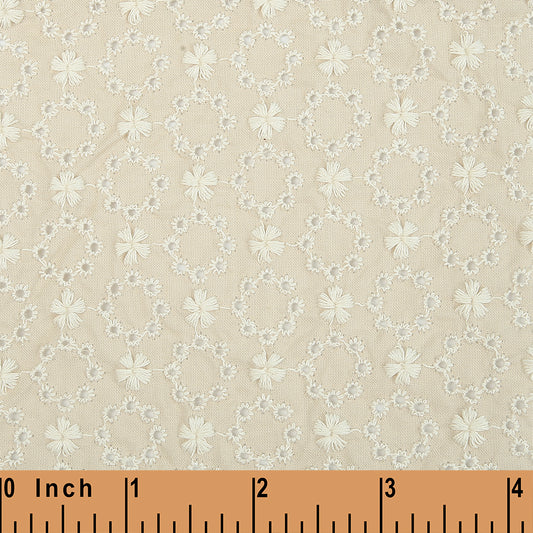 LE18- Semolina with floral Embroidery fabric