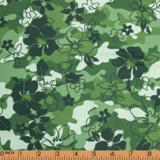 TY07- Olive color Flowers Two Yarn printed 4.0 fabric
