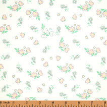 V12- Pink Tiny flowers on 4.0 printed white viscose fabric