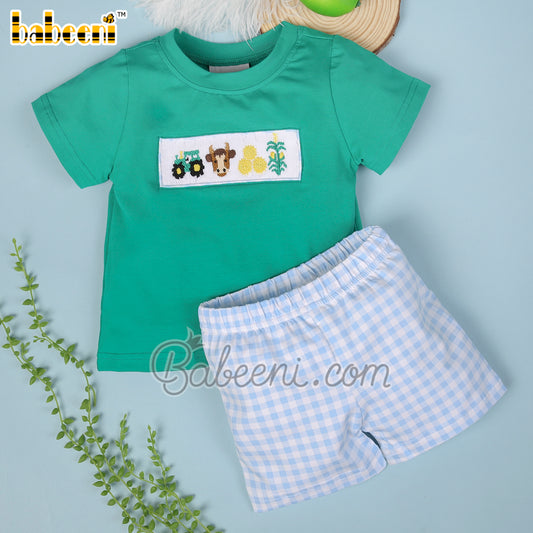 Farm animal hand smocked boy set clothing – BC 1021