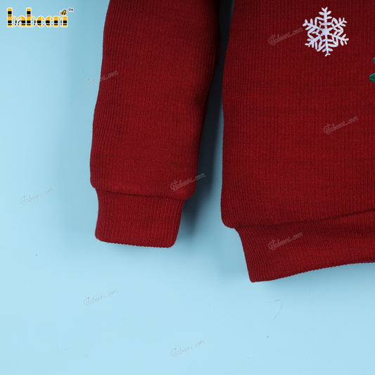 Boy Sweater For Christmas In Dark Red - BC1214