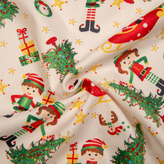 N58- Elves, Santa 4.0 printed corduroy fabric