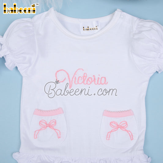 Bow hand embroidery bubble for newborn twins – GS 30