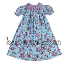 Nice flower smocked bishop dress in floral fabric - DR 2529