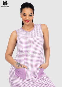 AMETHYST SLEEVELESS SMOCKED HOUSE DRESS - MD336