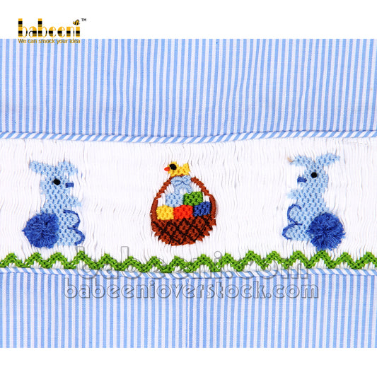 Cute bunny boy smocked shortall - BC 934