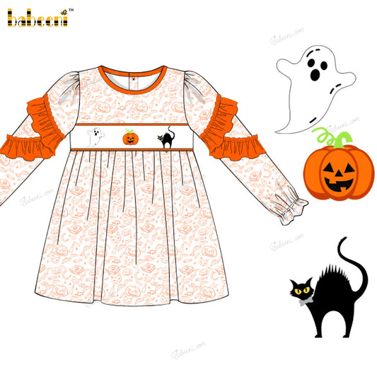 Girl Dress Hand Smocked Halloween Character - DR3985