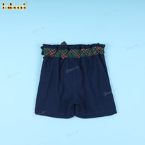 Navy And Green Bow Khaki Short For Girl - BT83