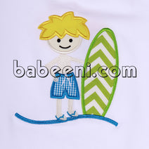 Surfboard with boy applique short set for spring summer - KN 187