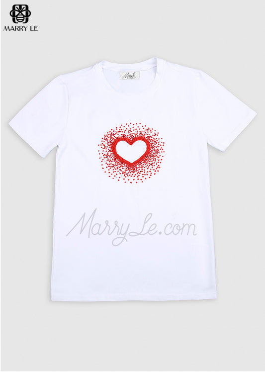 HEART WHITE T-SHIRT FOR WOMEN - MD120