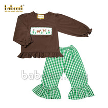 Adorable baby girl dog and mallard smocked set- DR 3059