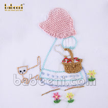 Girl carrying baskets & cat crochet - CP73