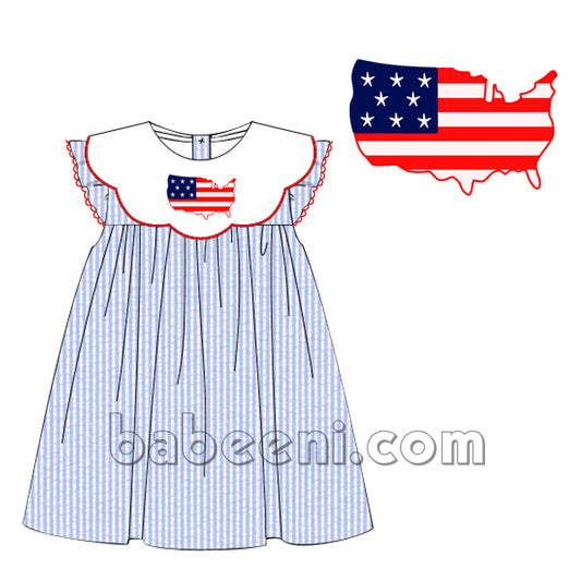 Gorgeous embroidery American map dress for little girl  - DR 2652