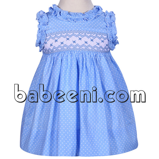 Nice blue geometric dress for little girls - DR 2259