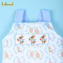 Smocked Shortall In Blue 3 Bunny For Boy - BC1104