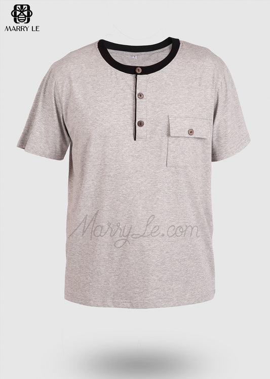 GREY T-SHIRT WITH POCKET FOR MEN - MD416