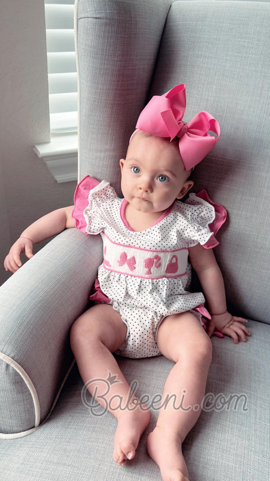 Polka dot hand smocked bubble