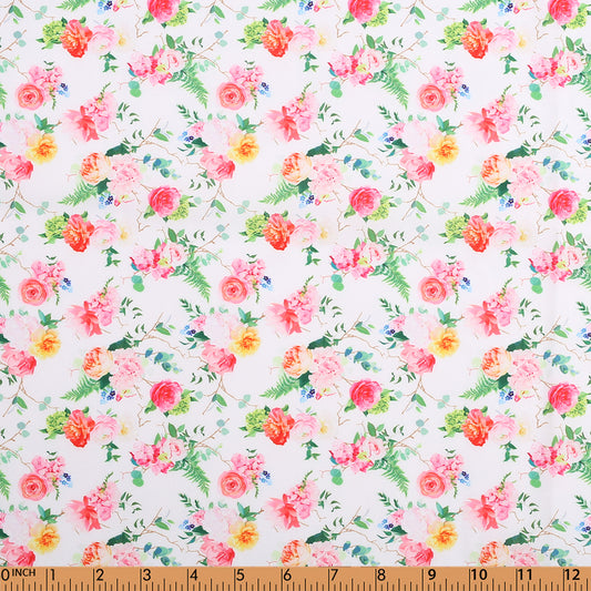 I30- Rose and Peony printed 4.0 in pique fabric