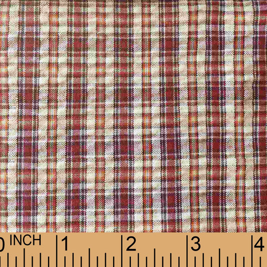 XB21 - Wine color plaid seersucker